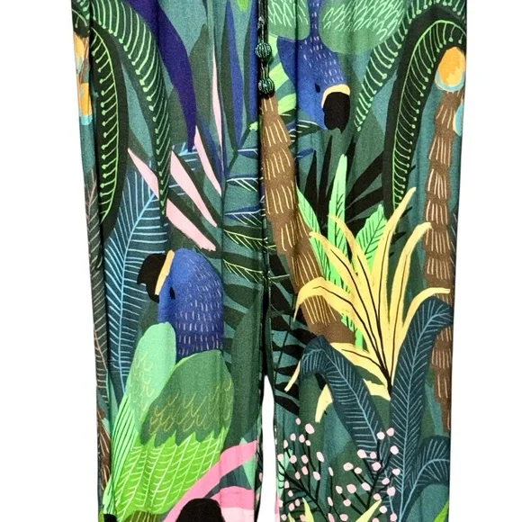 Farm Rio Anthropologie Tropique Tropical Bird Printed Elastic Waist Pants - Picture 7 of 14